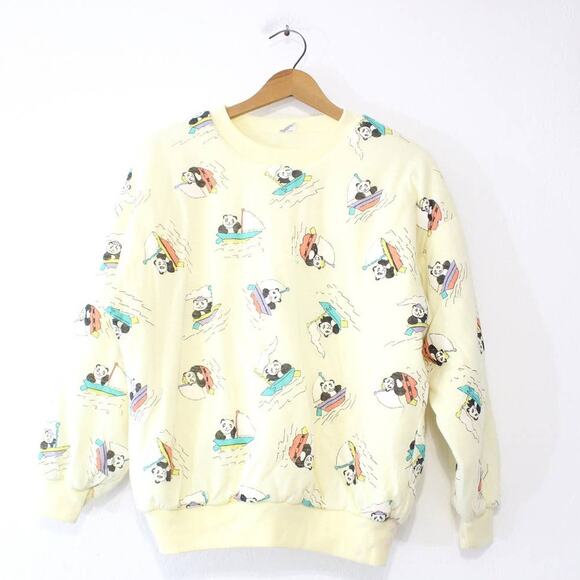 Vintage Panda Bear Puffy Sweatshirt Large - Picture 1 of 5